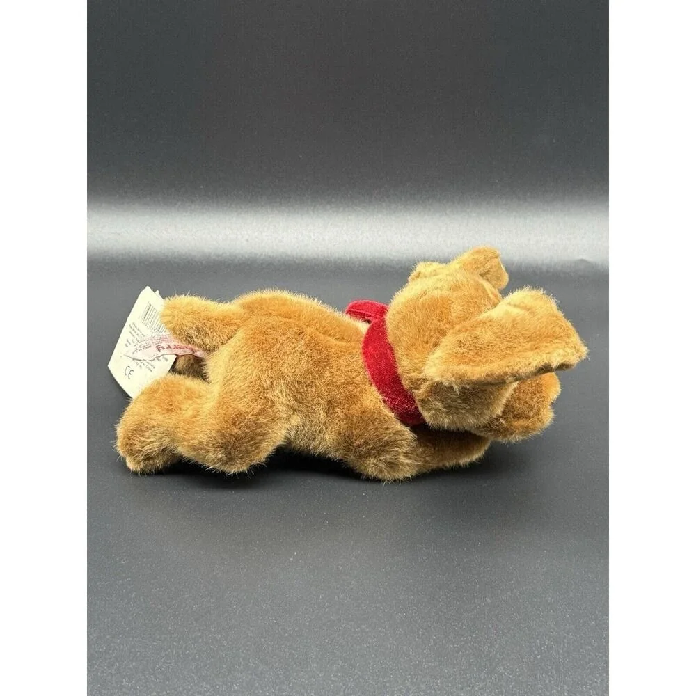Russ Berrie Cadberry Brown Puppy Dog with Red Velvet Scarf Stuffed Animal 8